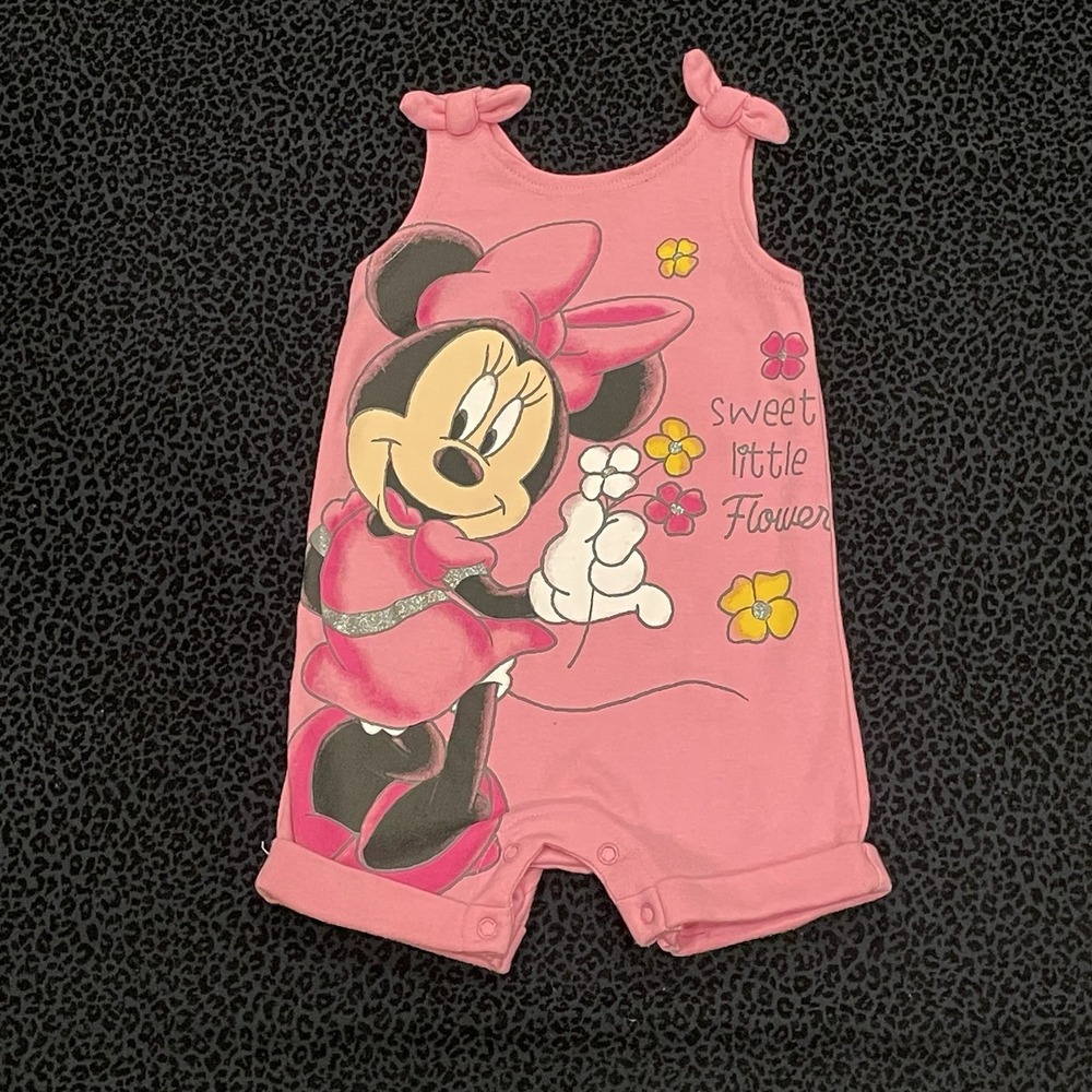 Disney Baby Romper‎ Pink Minnie Mouse Graphic Print Outfit Size 6-9M